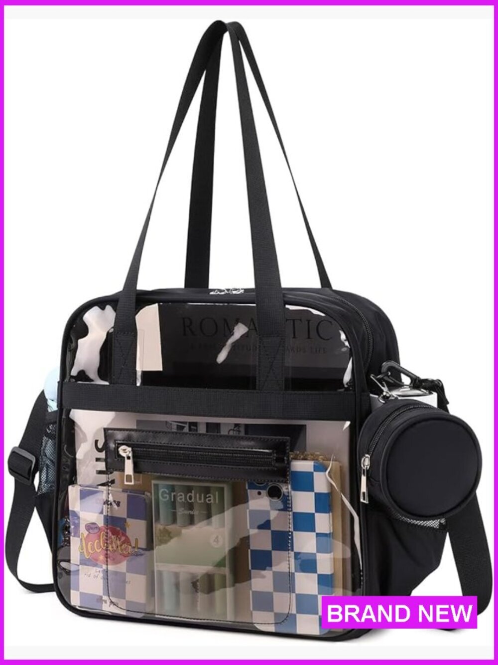 Clear Tote Bag Stadium Approved Crossbody with Multi Pockets Concerts Sports